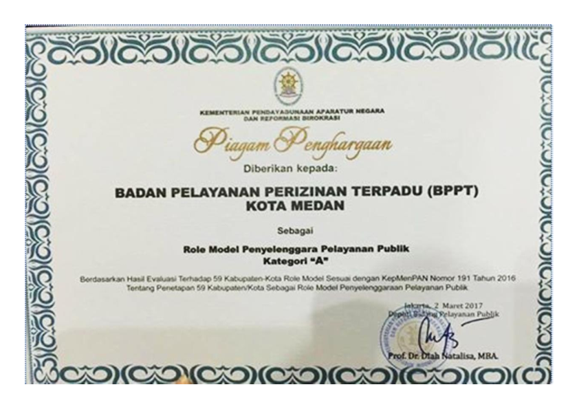 Thumbnail Penghargaan DPMPTSP Medan