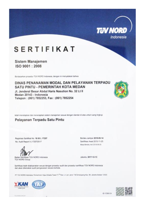 Thumbnail Penghargaan DPMPTSP Medan