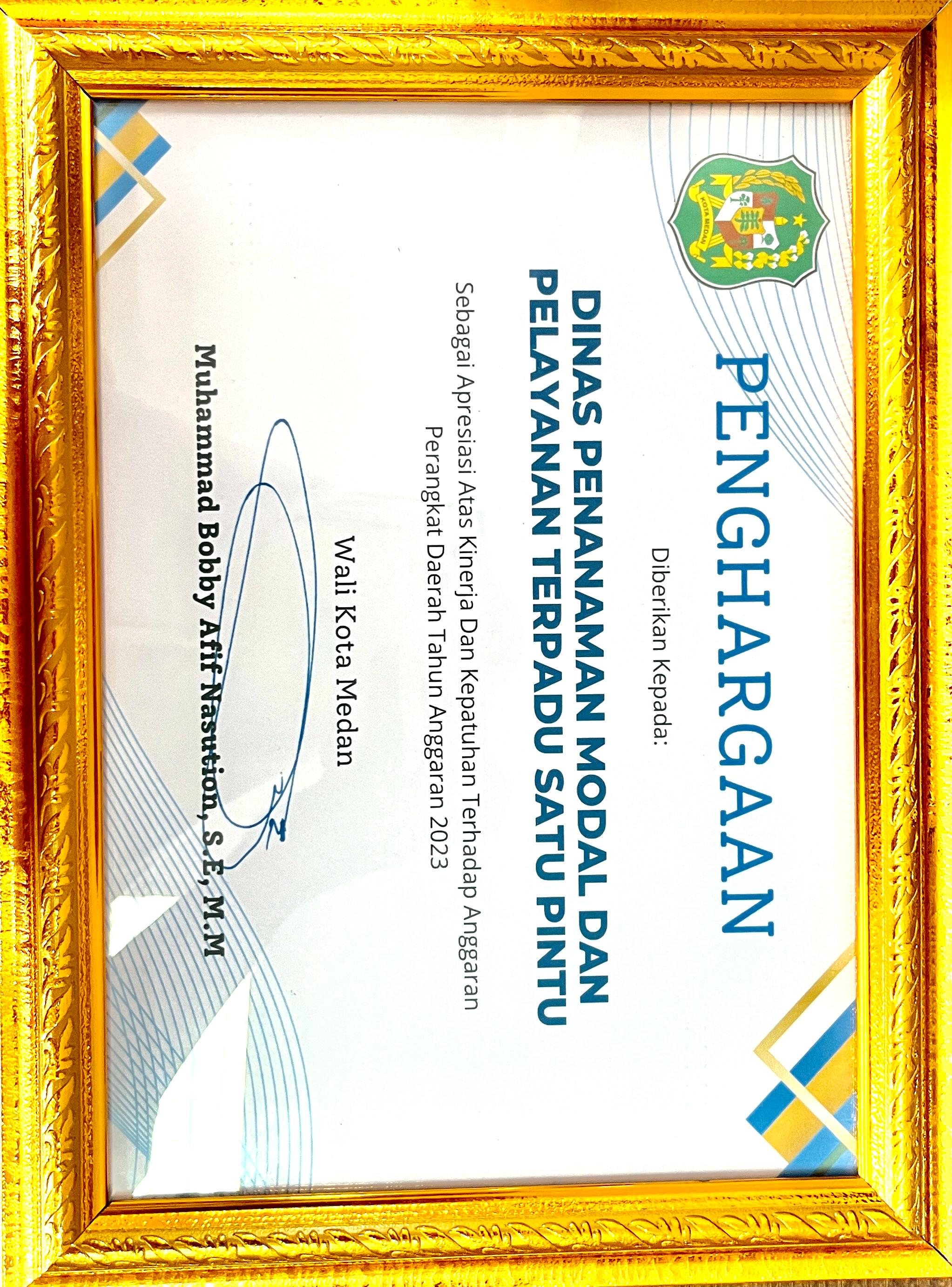 Thumbnail Penghargaan DPMPTSP Medan